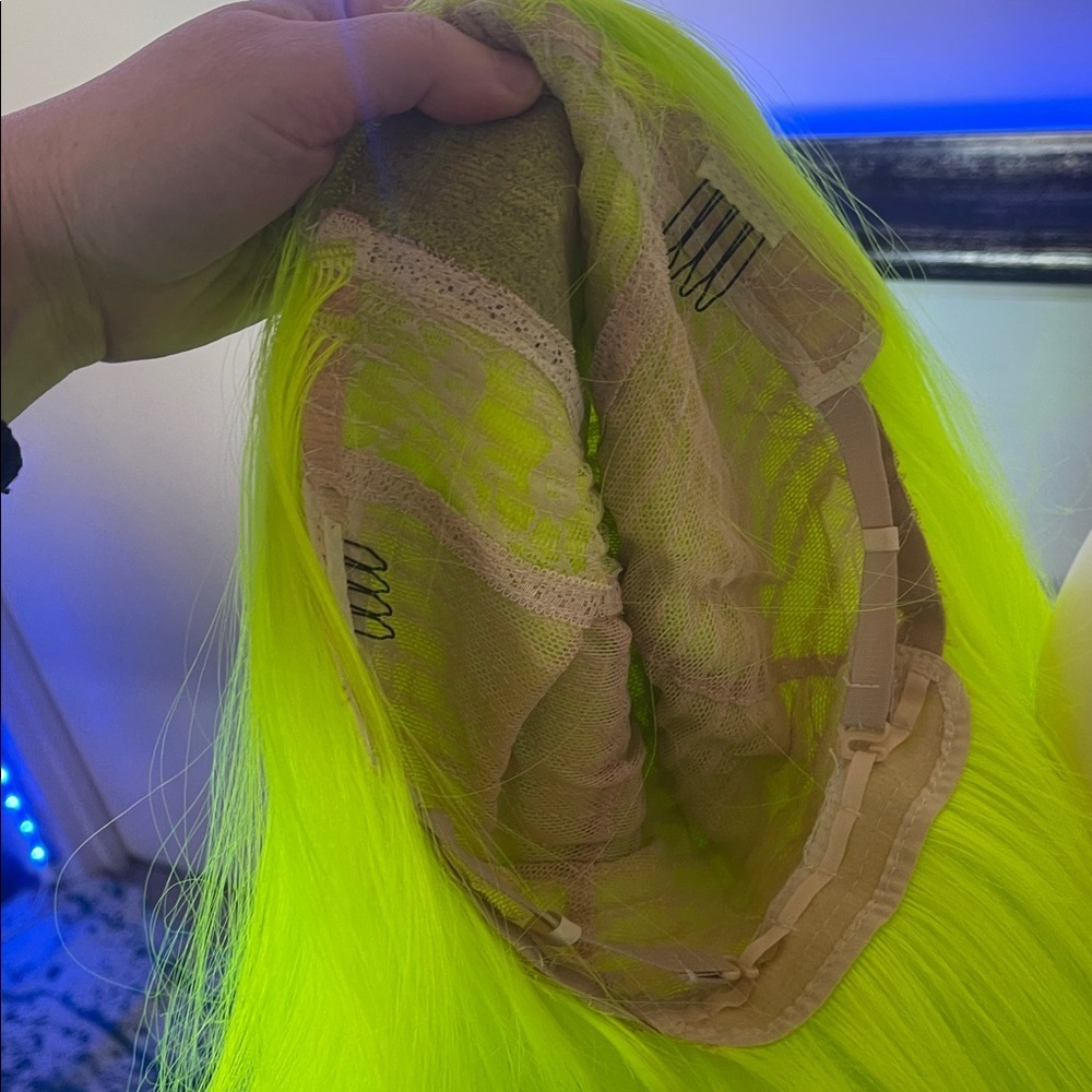 Neon Yellow Women's Hair Wig - Picture 7 of 14